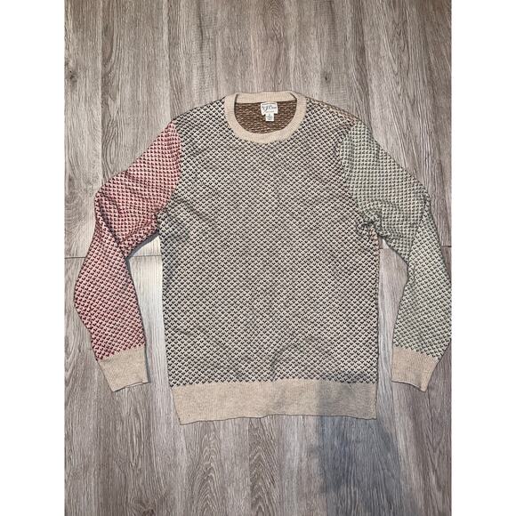 J Crew- Rugged merino wool-blend bird's-eye sweater/ L - Picture 2 of 8